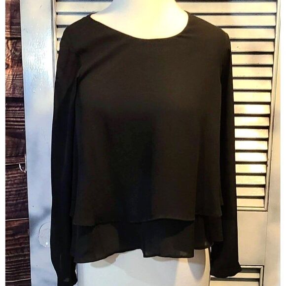 Zara Basic Small Black Layered Blouse - Picture 1 of 11